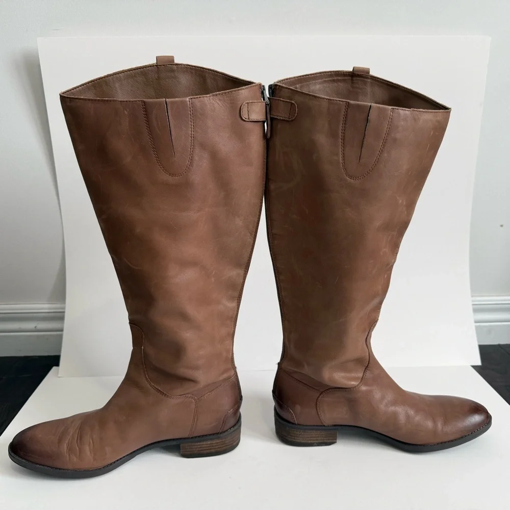 Sam Edelman Whiskey Coloured Penny Leather Riding Boots - Picture 10 of 16